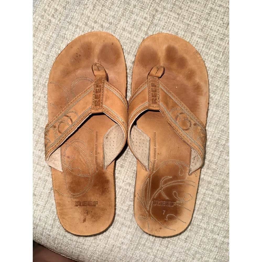 REEF Draftsmen Leather Sandal Men's Size 7/Ladies 8.5 EU 39 Brown Vacation Boat